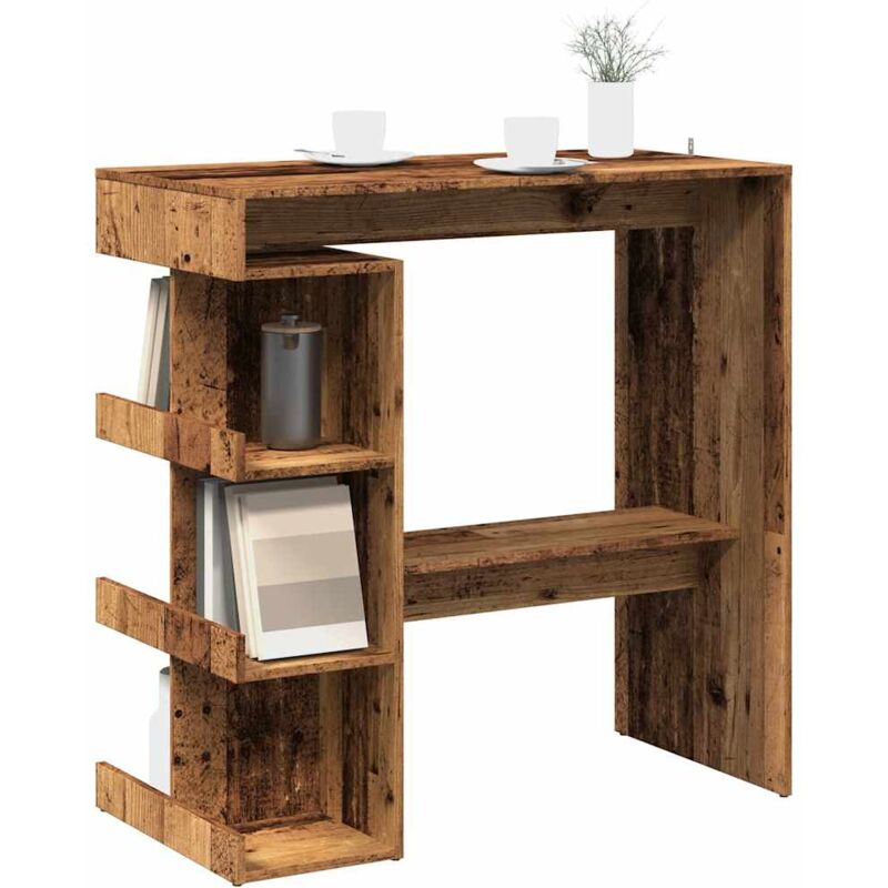 foto del prodotto vidaxl tavolo bar con ripiani legno antico 100x50x101,5 cm truciolato