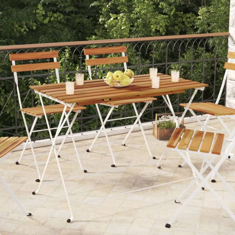 foto del prodotto vidaxl tavolo bistr pieghevole 100x54x71 cm massello acacia e acciaio
