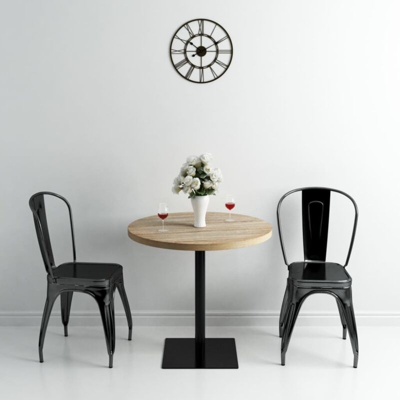 foto del prodotto vidaxl tavolo bistrot in mdf e acciaio rotondo 80x75 cm colore rovere