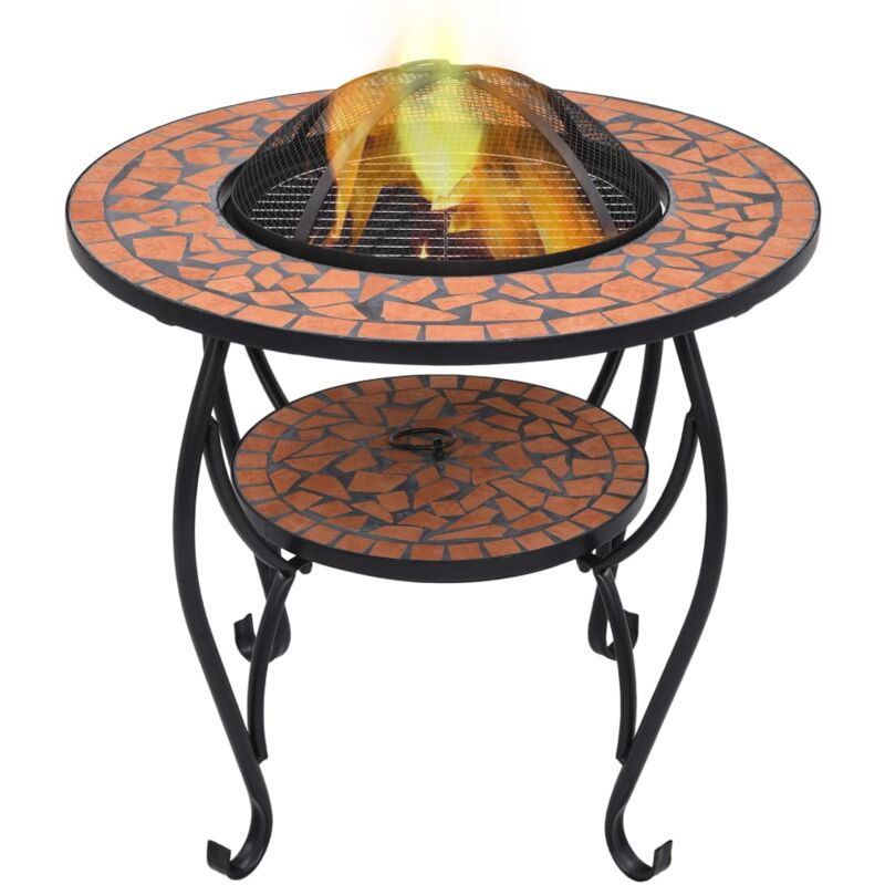 foto del prodotto vidaxl tavolo con braciere con design a mosaico in ceramica vari colori colore terracotta