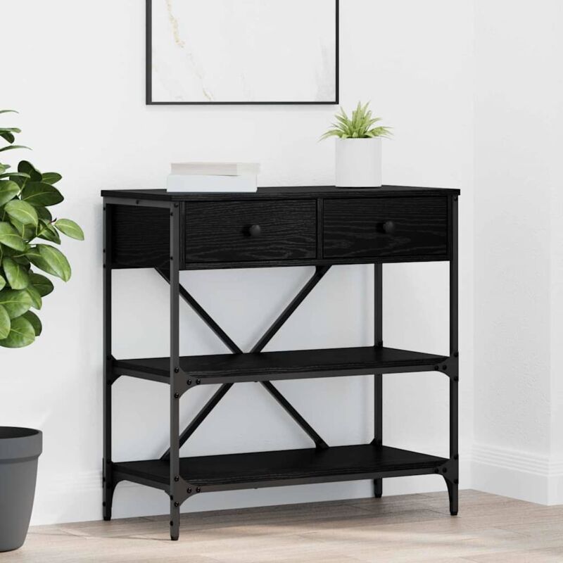 foto del prodotto vidaxl tavolo consolle con cassetto rovere nero legno multistrato