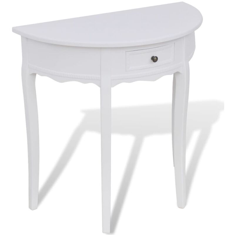 foto del prodotto vidaxl tavolo consolle con cassetto semicircolare bianco