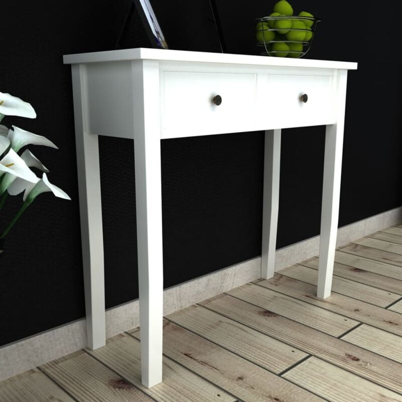 foto del prodotto vidaxl tavolo consolle da trucco con 2 cassetti bianco