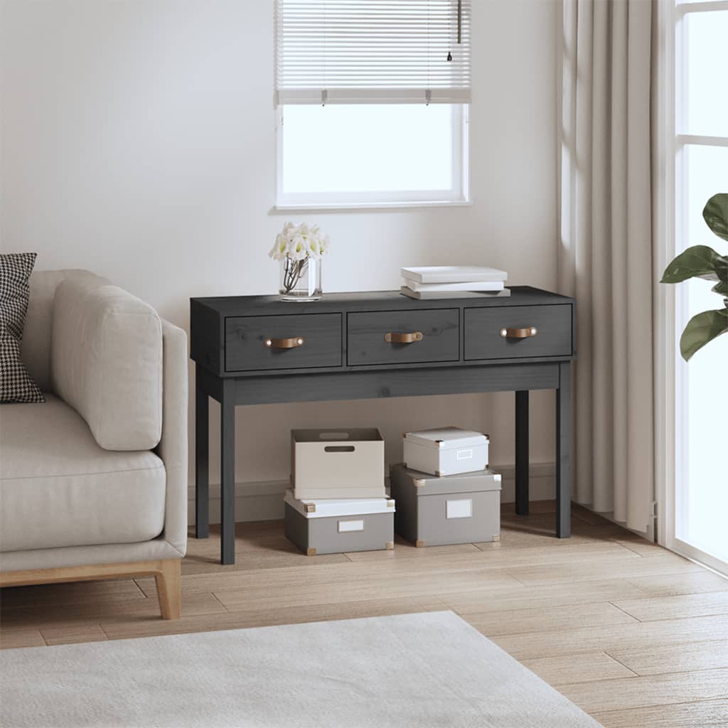 foto del prodotto vidaxl tavolo consolle grigio 114x40x75 cm in legno massello di pino