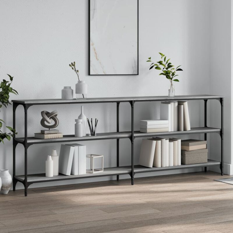 foto del prodotto vidaxl tavolo consolle grigio sonoma 200x29x75 cm in legno multistrato