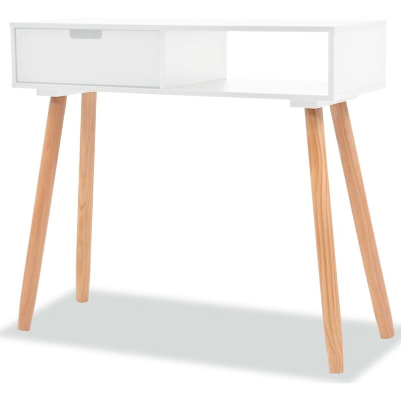 foto del prodotto vidaxl tavolo consolle in legno di pino massello 80x30x72 cm bianco