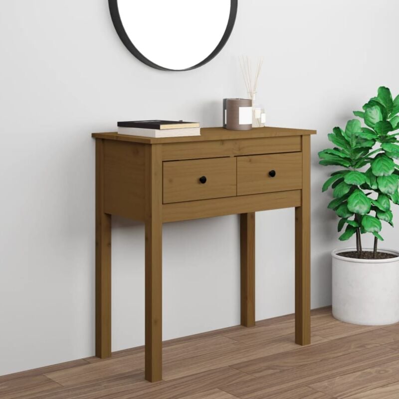 foto del prodotto vidaxl tavolo consolle marrone ambra 70x35x75cm legno massello di pino