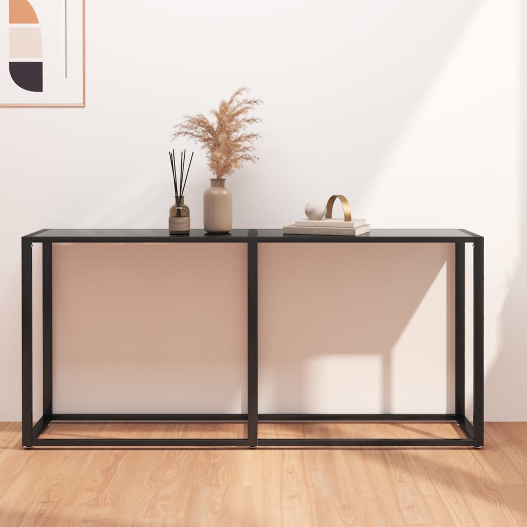 foto del prodotto vidaxl tavolo consolle nero 160x35x75,5 cm in vetro temperato