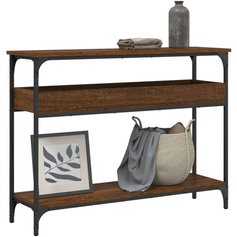 foto del prodotto vidaxl tavolo consolle ripiano rovere marrone 100x29x75cm multistrato