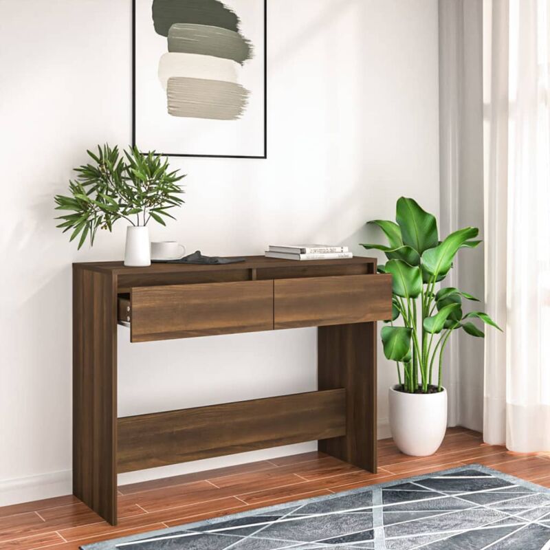 foto del prodotto vidaxl tavolo consolle rovere marrone 100x35x76,5 cm in truciolato