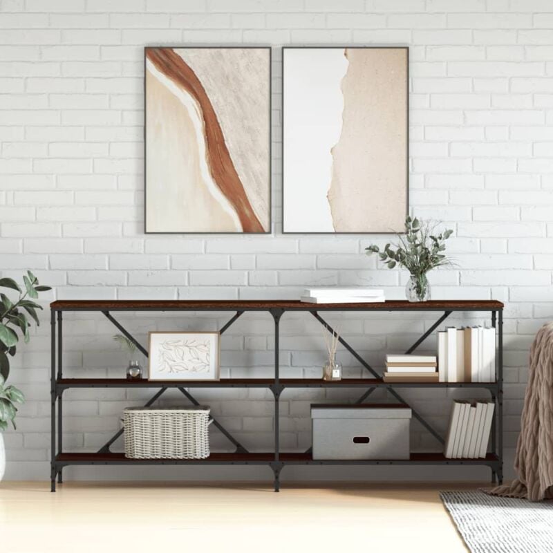 foto del prodotto vidaxl tavolo consolle rovere marrone 180x30x75 cm multistrato e ferro