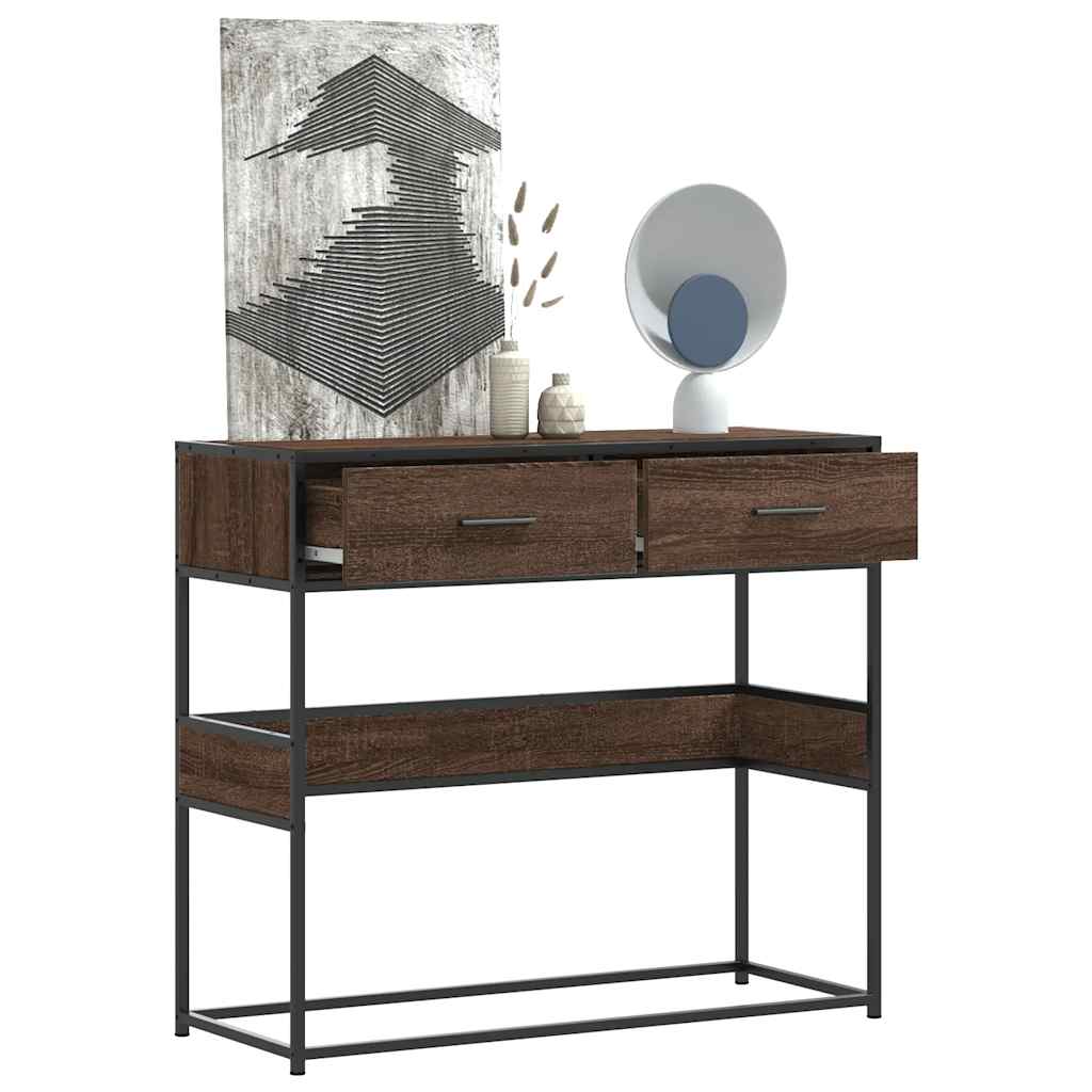 foto del prodotto vidaxl tavolo consolle rovere marrone 90x35x80 cm legno multistrato