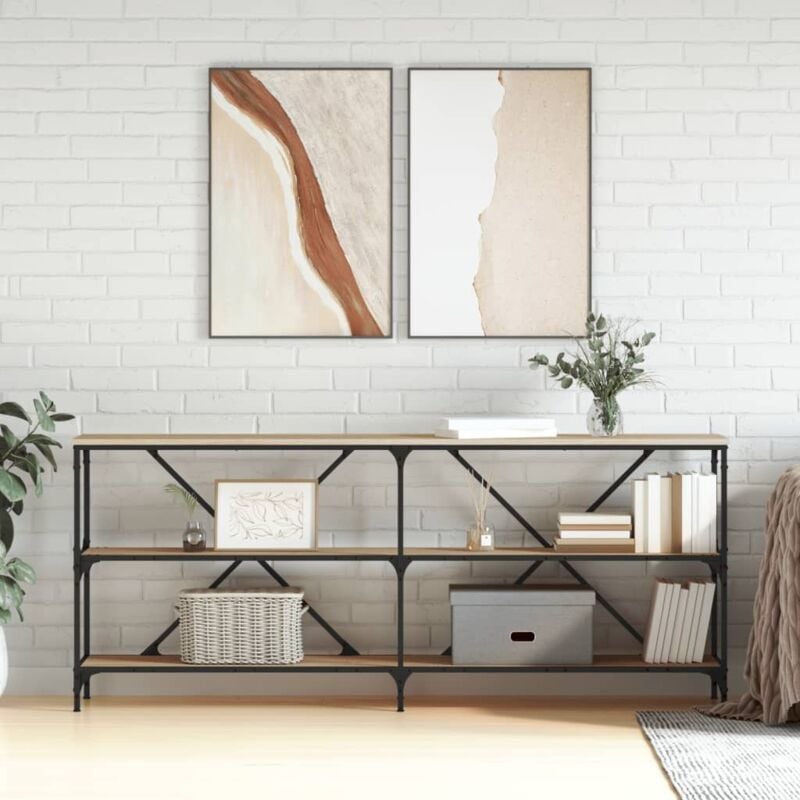 foto del prodotto vidaxl tavolo consolle rovere sonoma 180x30x75 cm multistrato e ferro