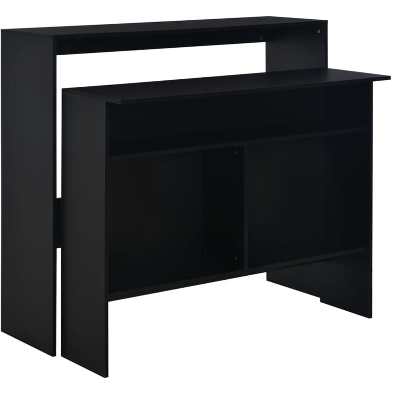 foto del prodotto vidaxl tavolo da bar con 2 piani d appoggio nero 130x40x120 cm 378666