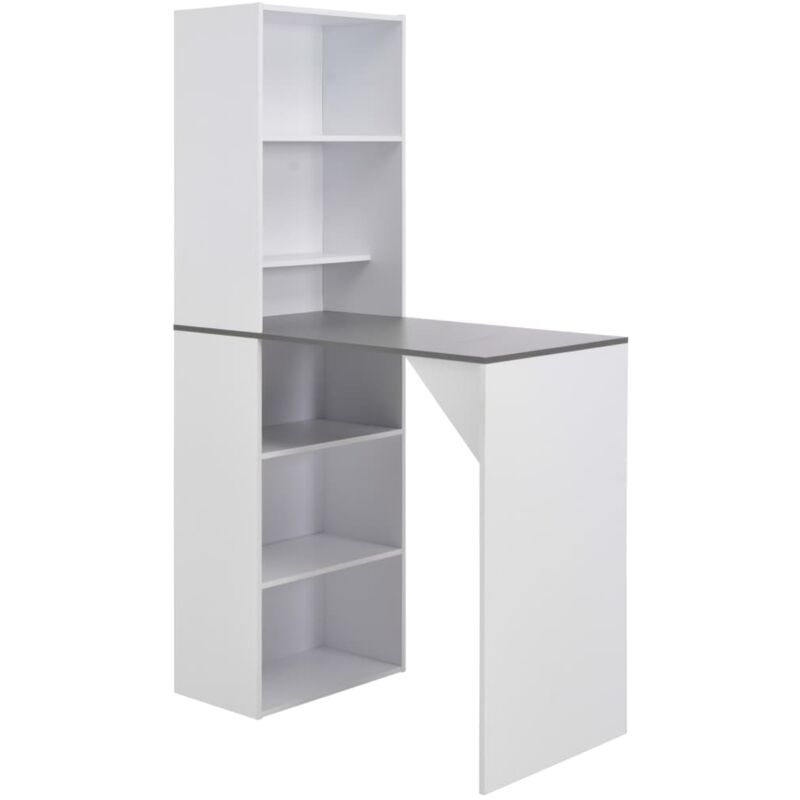 foto del prodotto vidaxl tavolo da bar con mobiletto libreria in legno tavolo moderno vari colori colore bianco e grigio