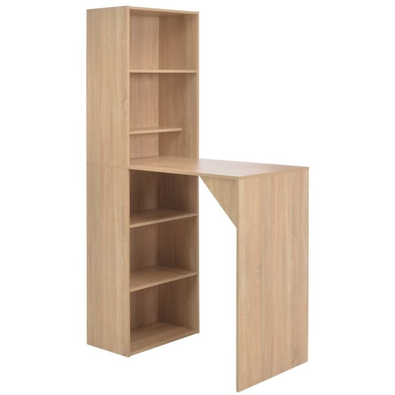 foto del prodotto vidaxl tavolo da bar con mobiletto libreria in legno tavolo moderno vari colori colore rovere