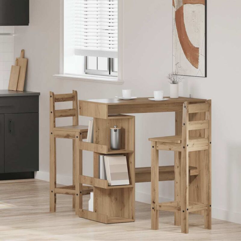 foto del prodotto vidaxl tavolo da bar con ripiani rovere 100x48x101,5 cm in truciolato