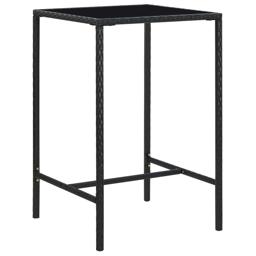 foto del prodotto vidaxl tavolo da bar da giardino nero 70x70x110 cm polyrattan e vetro