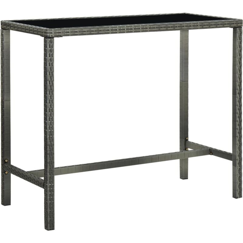 foto del prodotto vidaxl tavolo da bar per esterni grigio 130x60x110cm polyrattan vetro
