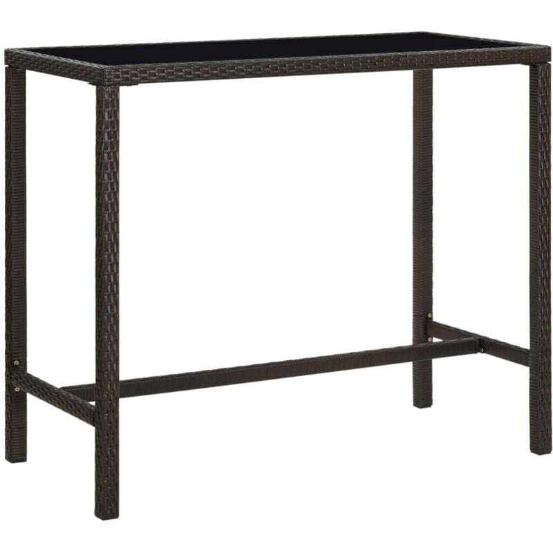 foto del prodotto vidaxl tavolo da bar per esterni marrone 130x60x110cm polyrattan vetro