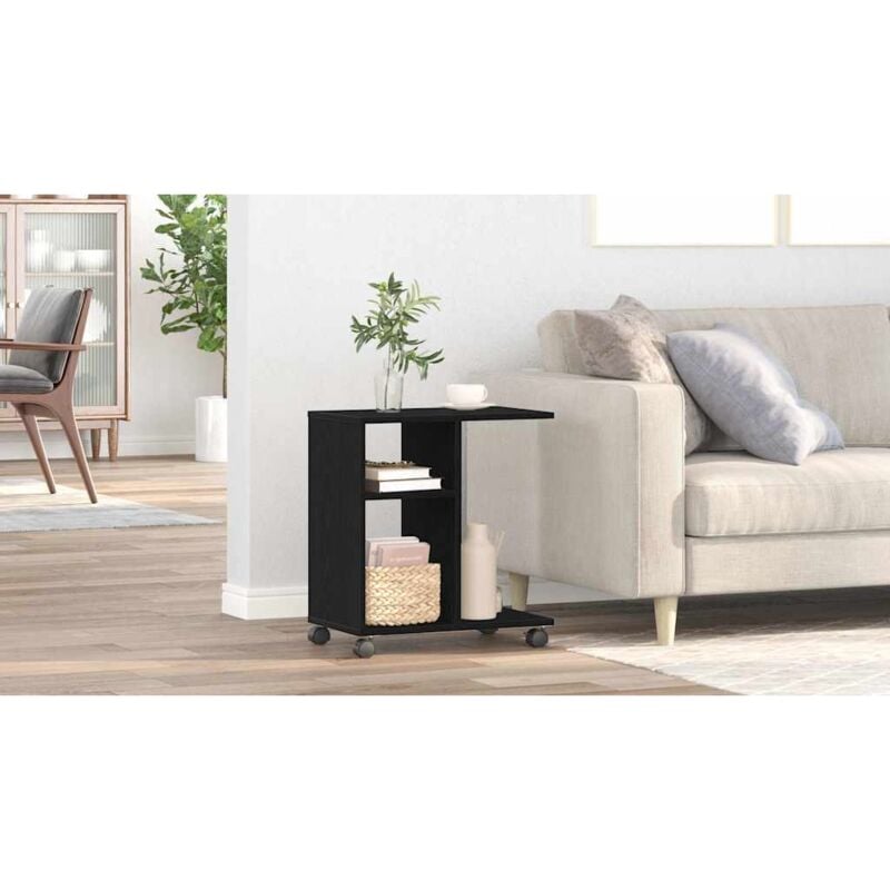 foto del prodotto vidaxl - tavolo da finestra con lo scaffale rovere nero 50 x 30 x 55 cm