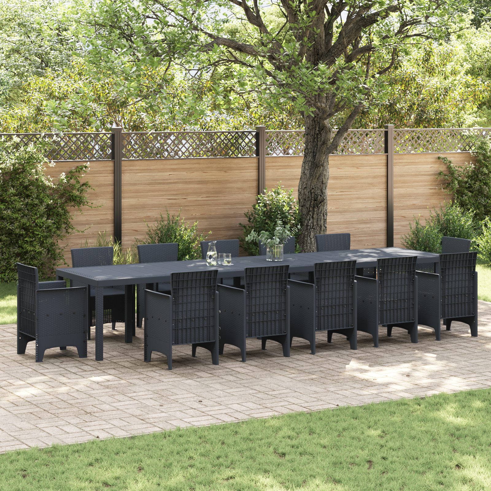 foto del prodotto vidaxl tavolo da giardino antracite 400 x 100 x 73 cm polyrattan