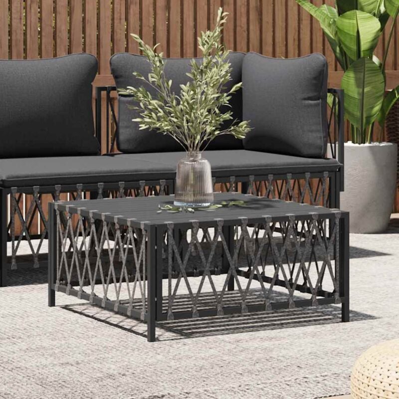 foto del prodotto vidaxl tavolo da giardino antracite 70x70x34 cm in tessuto intrecciato