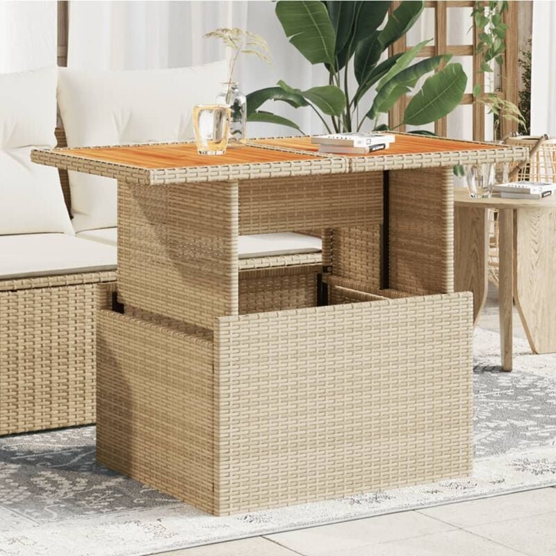 foto del prodotto vidaxl tavolo da giardino beige 100x55x73 cm polyrattan e legno acacia