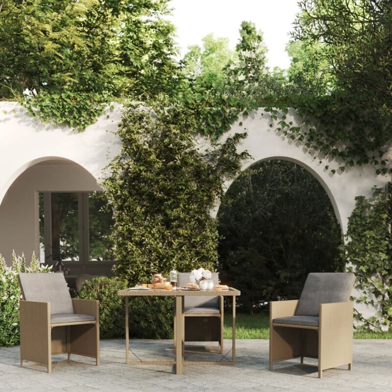 foto del prodotto vidaxl tavolo da giardino beige 109x107x74 cm in polyrattan e vetro