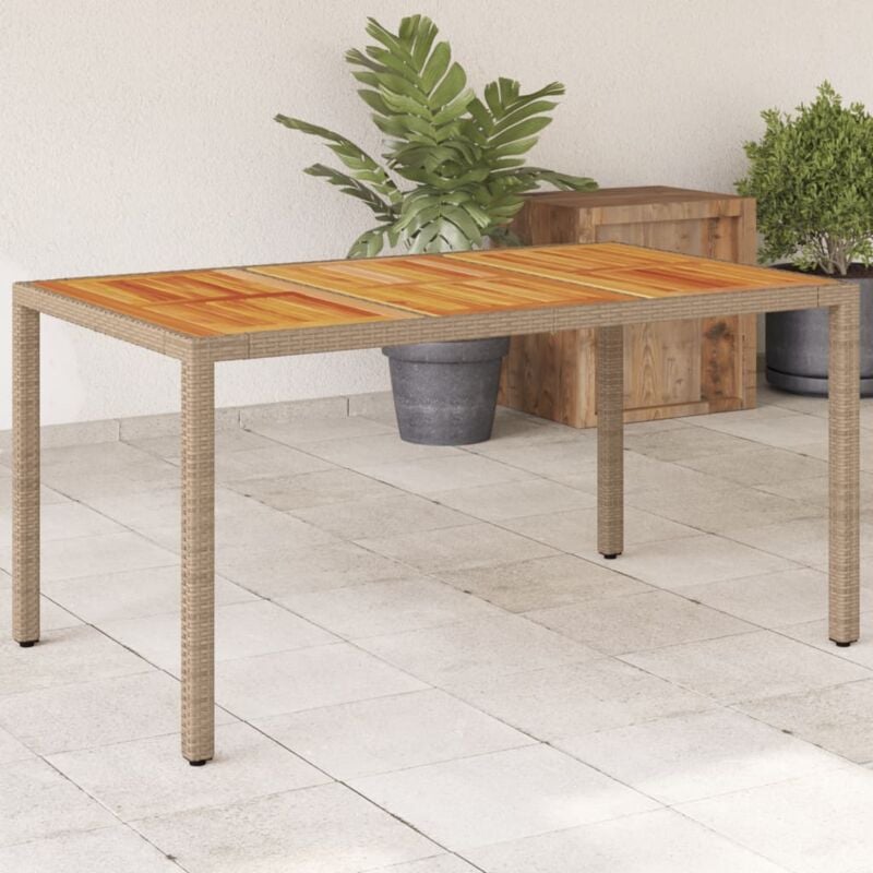 foto del prodotto vidaxl tavolo da giardino beige 150x90x75 cm in polyrattan e acacia