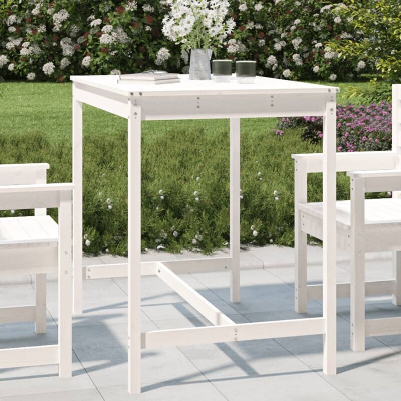 foto del prodotto vidaxl tavolo da giardino bianco 121x82,5x110cm legno massello di pino