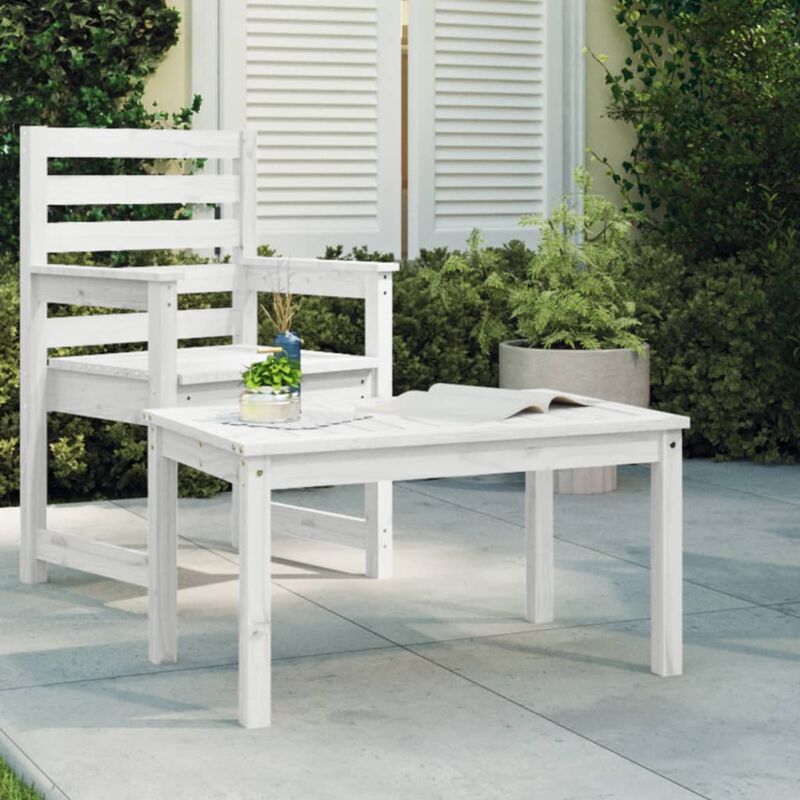 foto del prodotto vidaxl tavolo da giardino bianco 82,5x50,5x45 cm legno massello pino