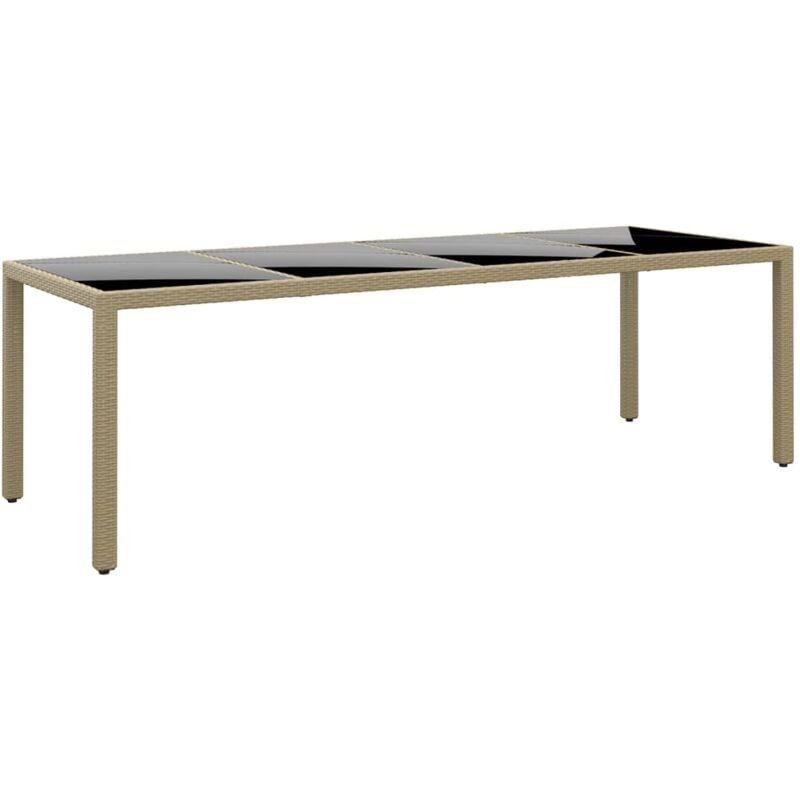 foto del prodotto vidaxl tavolo da giardino con piano vetro beige in polyrattan