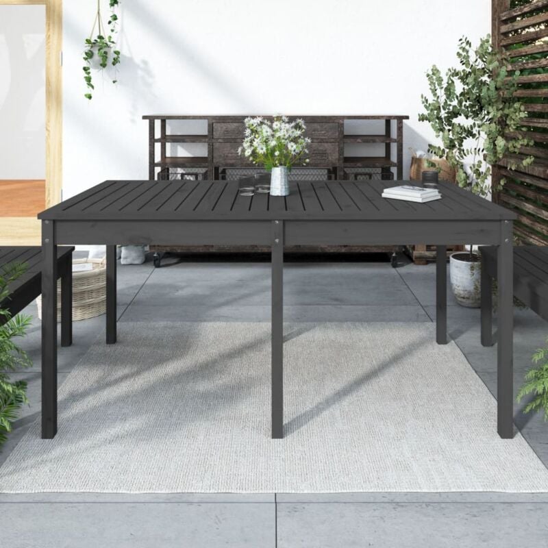 foto del prodotto vidaxl tavolo da giardino grigio 159,5x82,5x76 cm legno massello pino