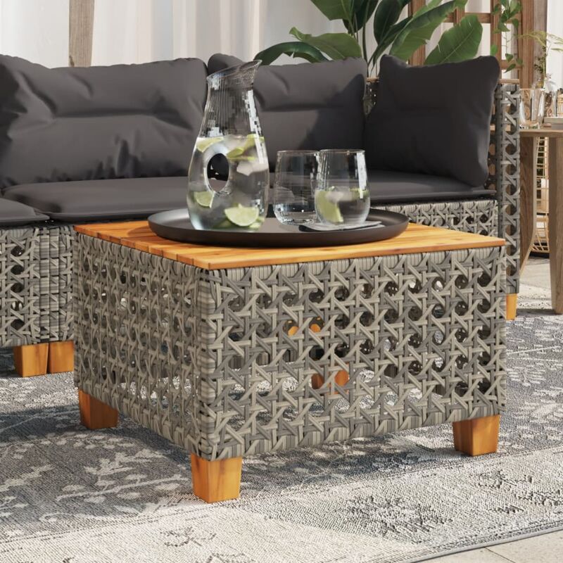 foto del prodotto vidaxl tavolo da giardino grigio 55x55x36 cm polyrattan e legno acacia