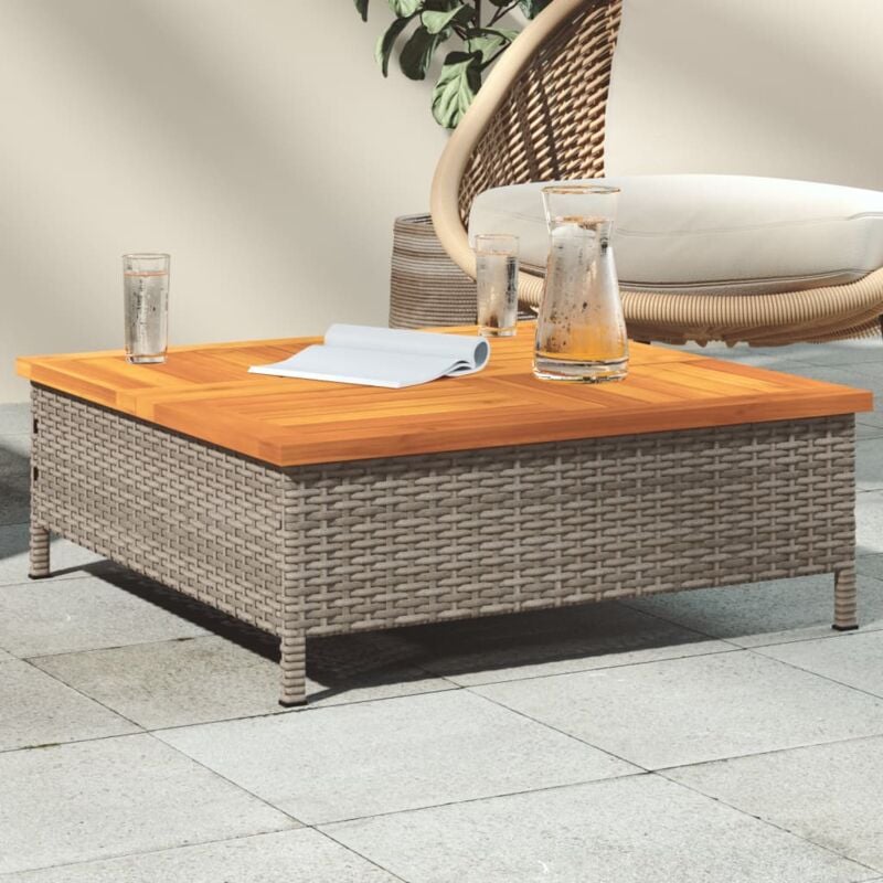 foto del prodotto vidaxl tavolo da giardino grigio 70x70x25cm rattan e legno di acacia