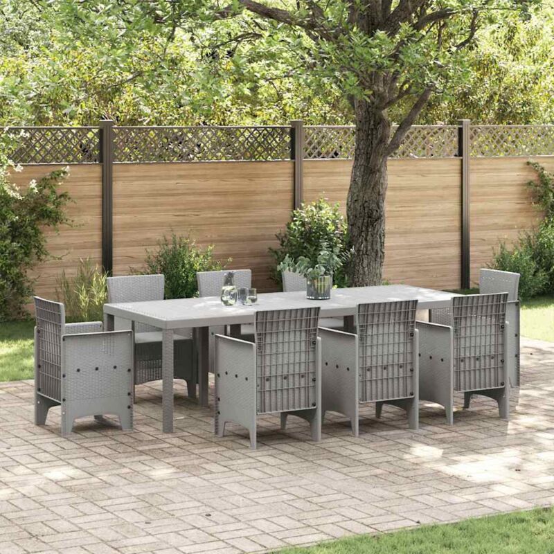 foto del prodotto vidaxl tavolo da giardino grigio chiaro 250x100x73 cm polyrattan