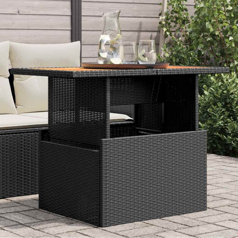 foto del prodotto vidaxl tavolo da giardino nero 100x55x73 cm polyrattan e legno acacia
