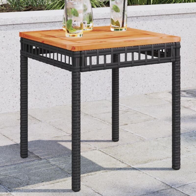 foto del prodotto vidaxl tavolo da giardino nero 38x38x42cm in polyrattan e legno acacia