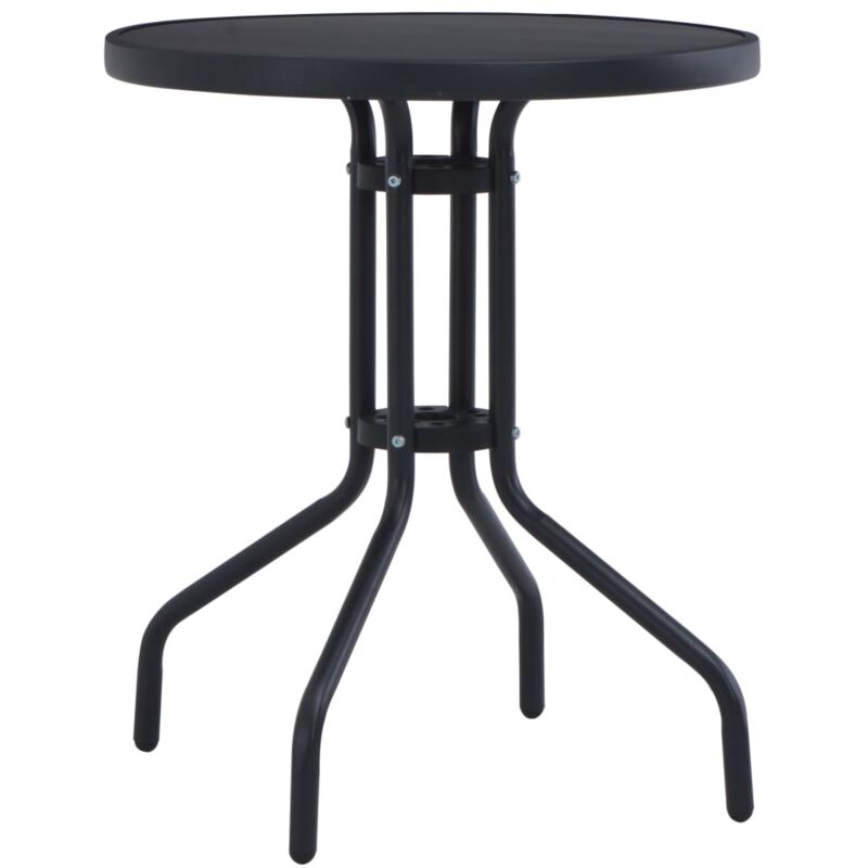 foto del prodotto vidaxl tavolo da giardino nero 80 cm in acciaio e vetro