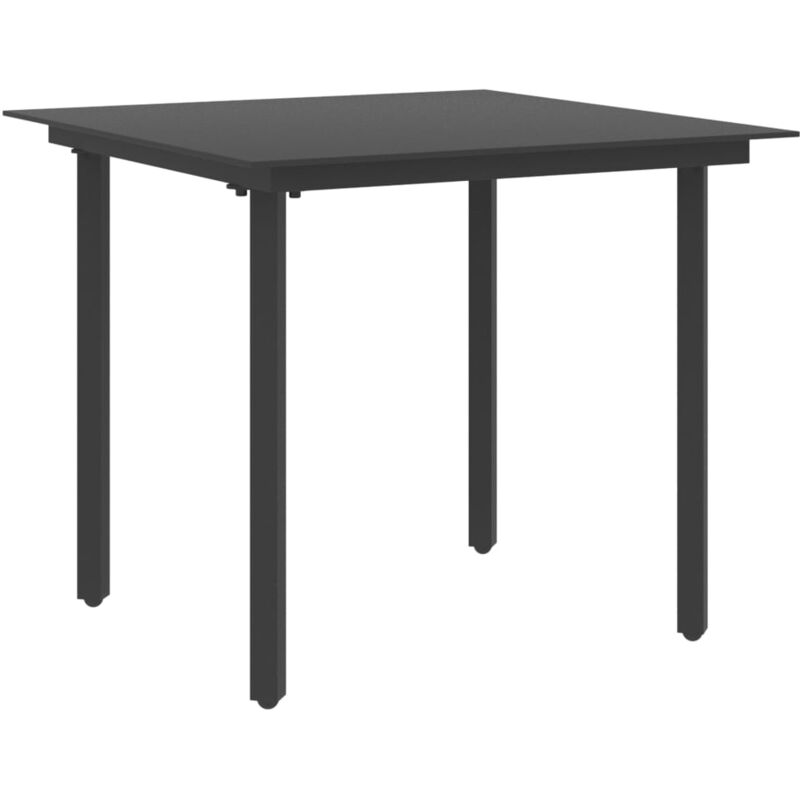 foto del prodotto vidaxl tavolo da giardino nero 80x80x74 cm in acciaio e vetro