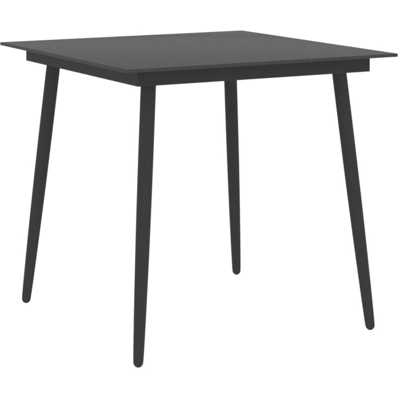 foto del prodotto vidaxl tavolo da giardino nero 80x80x74 cm in acciaio e vetro