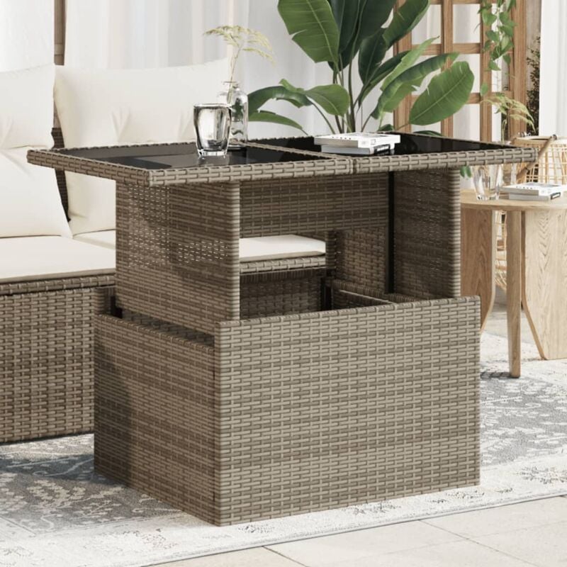 foto del prodotto vidaxl tavolo da giardino piano in vetro grigio 100x55x73cm polyrattan