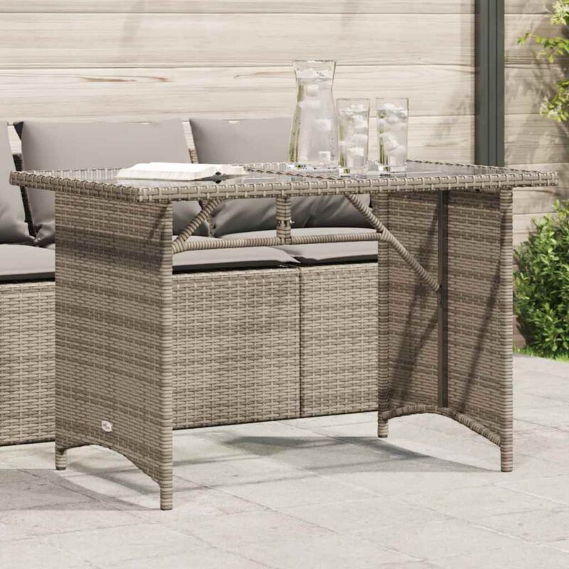 foto del prodotto vidaxl tavolo da giardino piano in vetro grigio 110x68x70cm polyrattan