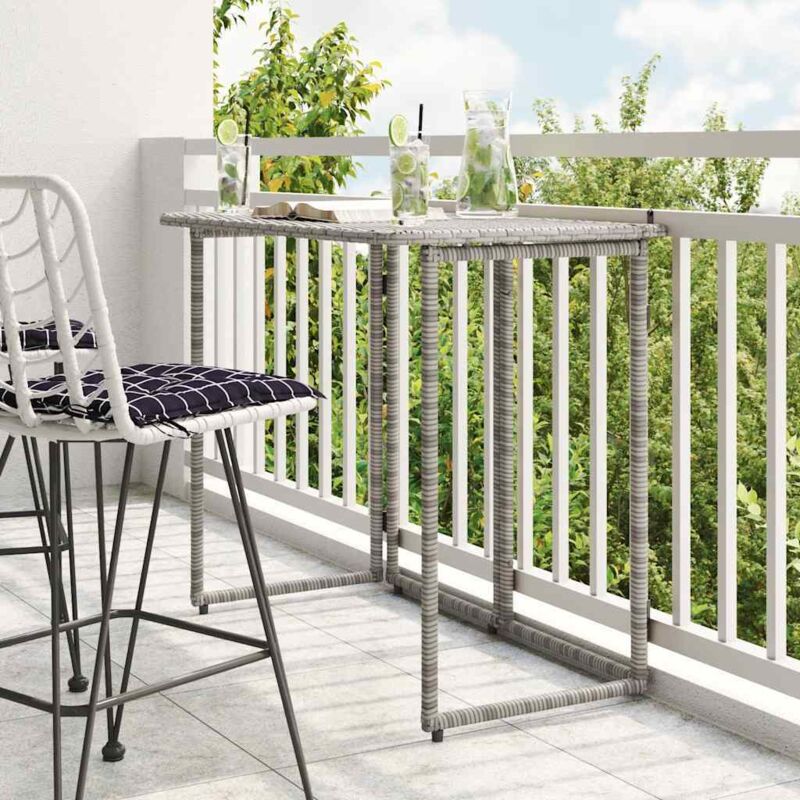 foto del prodotto vidaxl tavolo da giardino pieghevole grigio 90x51x75 cm in polyrattan