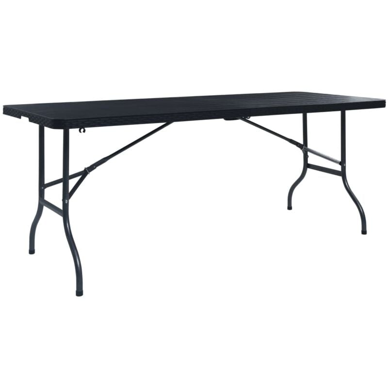 foto del prodotto vidaxl tavolo da giardino pieghevole nero 180x75x72 cm in rattan hdpe