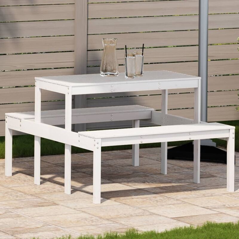 foto del prodotto vidaxl tavolo da picnic bianco 110x134x75 cm in legno massello di pino