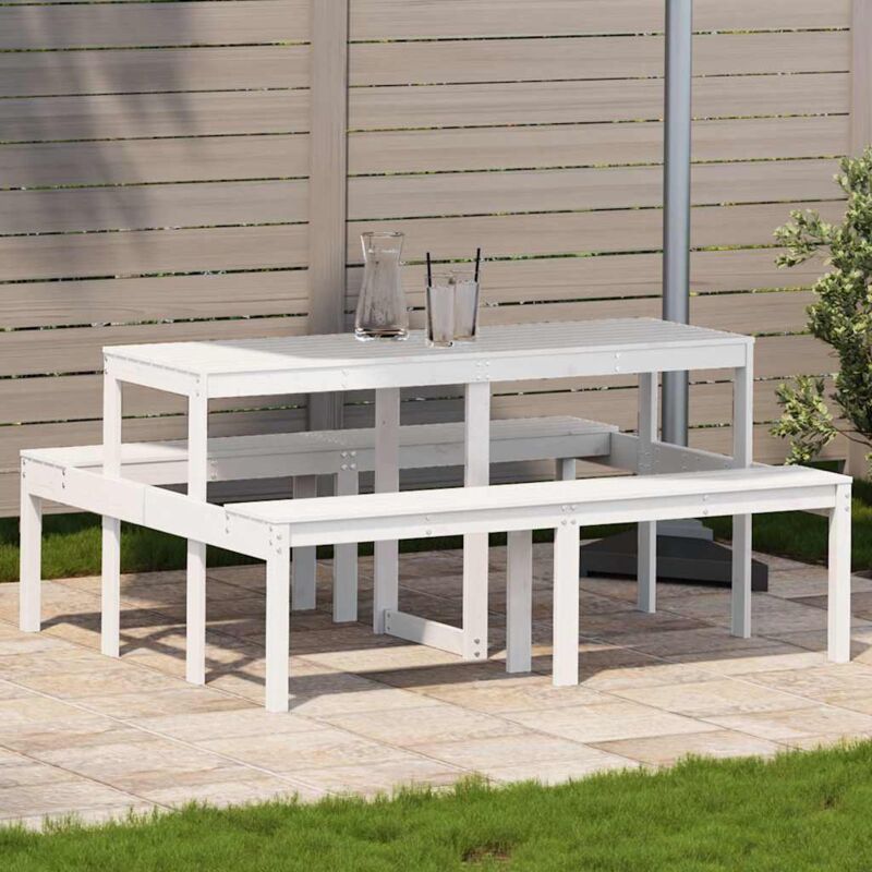 foto del prodotto vidaxl tavolo da picnic bianco 160x134x75 cm in legno massello di pino