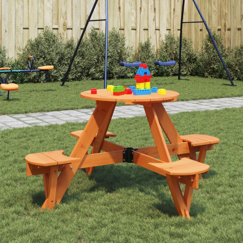 foto del prodotto vidaxl tavolo da picnic per 4 bambini rotondo con foro in legno abete