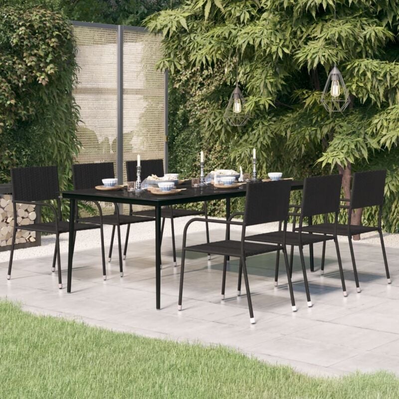 foto del prodotto vidaxl tavolo da pranzo da giardino nero 200x100x74 cm acciaio e vetro